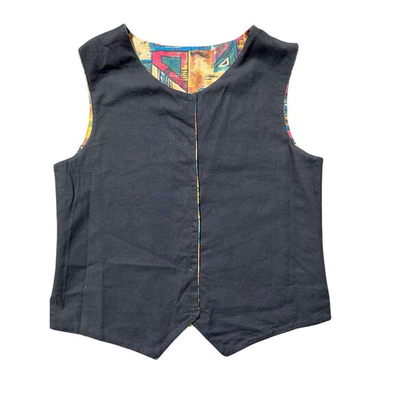 Adini Abstract Geometric Vest Multicolor Boho Sz S - Picture 5 of 8